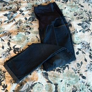 Times Two Maternity Dark Wash cuffed Skinny Jeans - Sz L